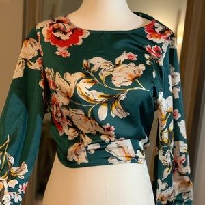 Beautiful floral backless silk women’s shirt